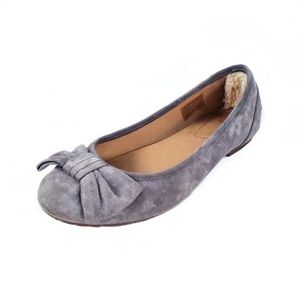 UGG Rohen Gray Suede Leather Ballet Flats with Bow
